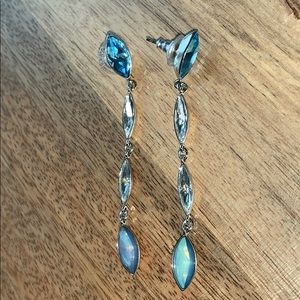 SWAROVSKI crystal drop earrings, light blue/white